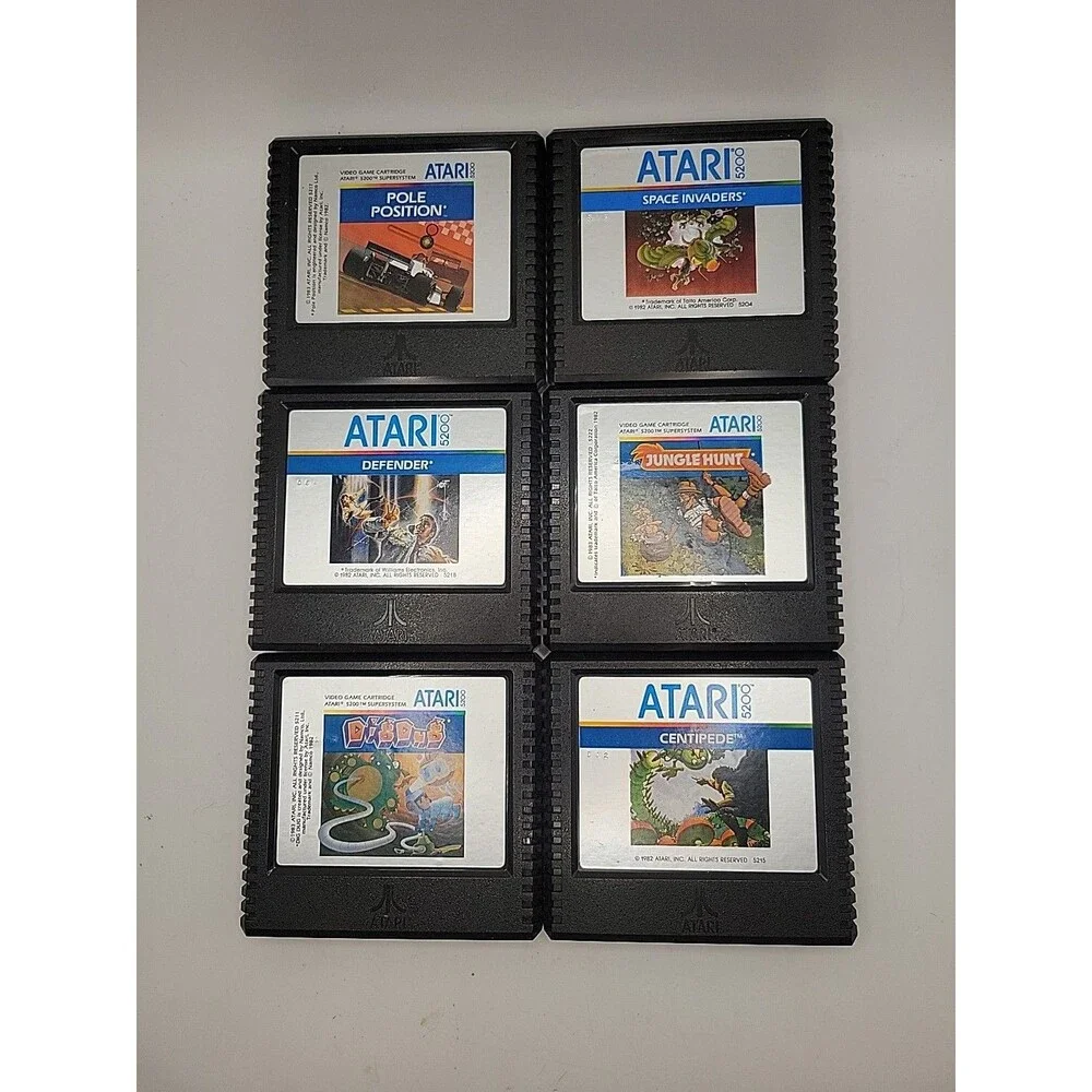 Atari 5200 6 Game Lot Pole Pos,Space Invaders,Dig Dug,Centipede,Defender,Jungle